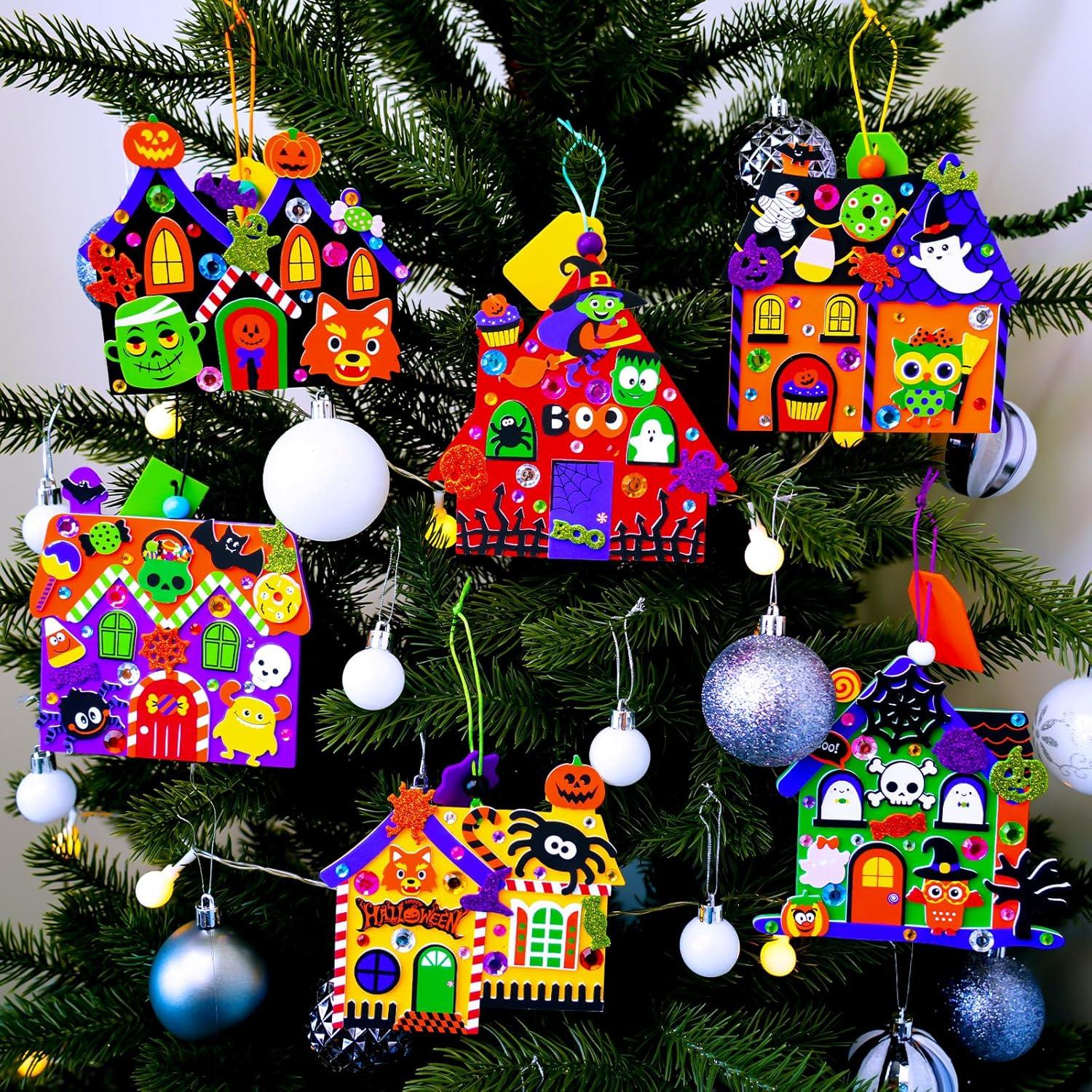 image:imageWinlyn 24 Sets Halloween Crafts Kits DIY Halloween House Ornaments Decorations Art Sets Monster Ghost Bat Foam Stickers Fall Arts and Crafts for Kids Classroom Activities TrickorTreat Party Favors