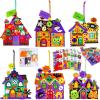 Winlyn 24 Sets Halloween Crafts Kits DIY Halloween House Ornaments Decorations Art Sets Monster Ghost Bat Foam Stickers Fall Arts and Crafts for Kids Classroom Activities Trick-or-Treat Party Favors