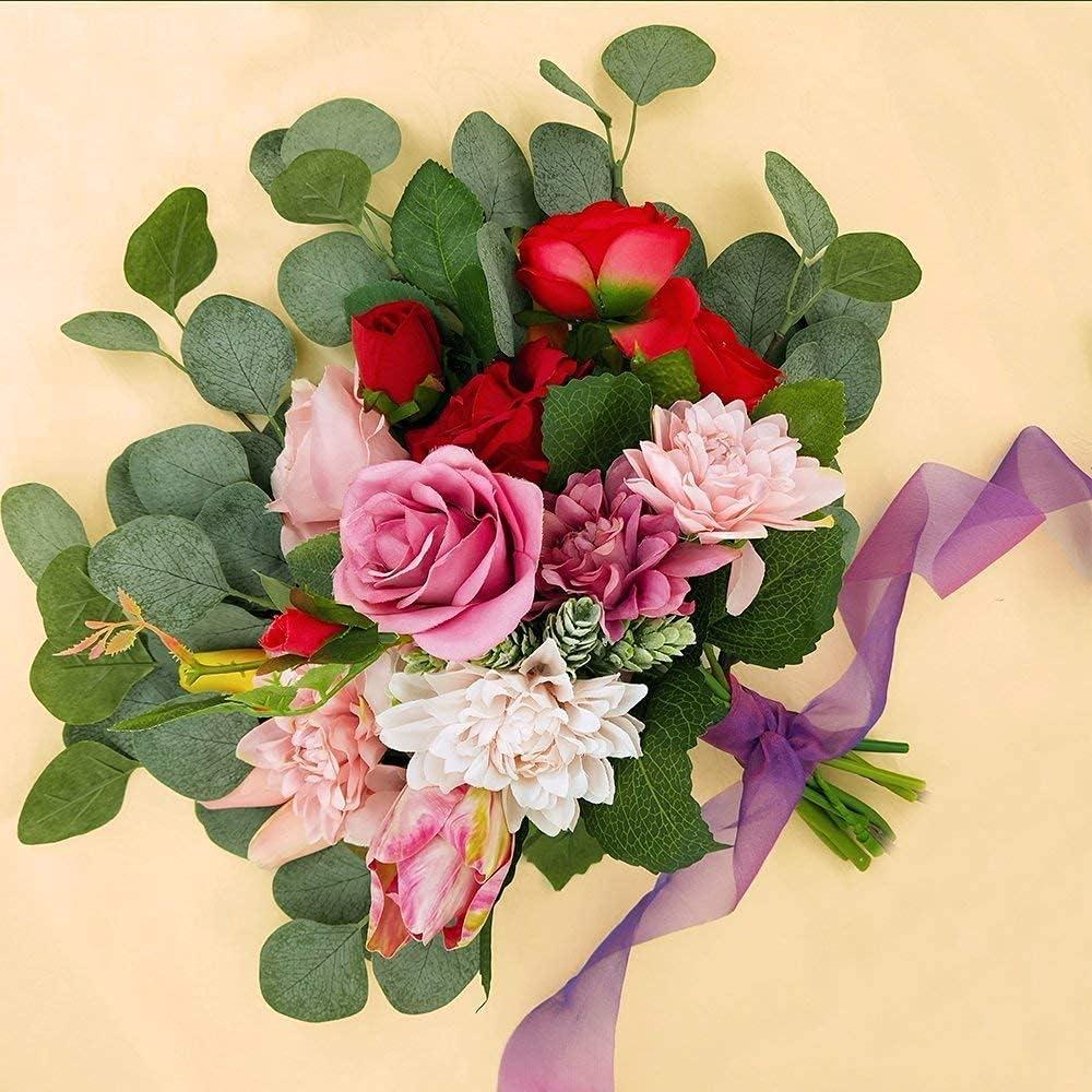 image:image18 Pcs Fake Eucalyptus Leaves Stems Bulk Artificial Oval Eucalyptus Leaves Branches with Seeds in Grey Green for Wedding Holiday Greenery Decoration Indoor Floral Vase Bouquet Centerpiece ArrangementGreen