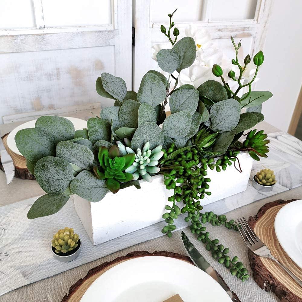 image:image18 Pcs Fake Eucalyptus Leaves Stems Bulk Artificial Oval Eucalyptus Leaves Branches with Seeds in Grey Green for Wedding Holiday Greenery Decoration Indoor Floral Vase Bouquet Centerpiece ArrangementGreen