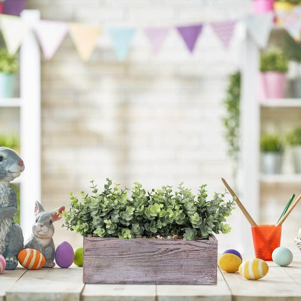 image:imageWinlyn Faux Eucalyptus Plants in Rustic Rectangular Wood Planter Box Artificial Eucalyptus Greenery Arrangement Potted Plant in Dusty Green for Wedding Centerpiece Office Room Table Windowsill Dcor