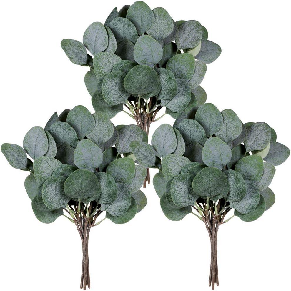 image:image18 Pcs Fake Eucalyptus Leaves Stems Bulk Artificial Oval Eucalyptus Leaves Branches with Seeds in Grey Green for Wedding Holiday Greenery Decoration Indoor Floral Vase Bouquet Centerpiece ArrangementGreen