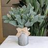 18 Pcs Fake Eucalyptus Leaves Stems Bulk Artificial Oval Eucalyptus Leaves Branches with Seeds in Grey Green for Wedding Holiday Greenery Decoration Indoor Floral Vase Bouquet Centerpiece Arrangement(Frosted Green With White Seeds)