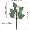18 Pcs Fake Eucalyptus Leaves Stems Bulk Artificial Oval Eucalyptus Leaves Branches with Seeds in Grey Green for Wedding Holiday Greenery Decoration Indoor Floral Vase Bouquet Centerpiece Arrangement(Frosted Green With White Seeds)