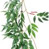 Supla 2 Pack 11.4′ Silk Hanging Willow Jungle Leaves Greenery Vines Garland Fake Willow Twigs String in Green for Indoor Outdoor Wedding Decor Jungle Party Crowns Wreath