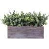 Winlyn Faux Eucalyptus Plants in Rustic Rectangular Wood Planter Box Artificial Eucalyptus Greenery Arrangement Potted Plant in Dusty Green for Wedding Centerpiece Office Room Table Windowsill Décor