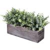 Winlyn Faux Eucalyptus Plants in Rustic Rectangular Wood Planter Box Artificial Eucalyptus Greenery Arrangement Potted Plant in Dusty Green for Wedding Centerpiece Office Room Table Windowsill Décor