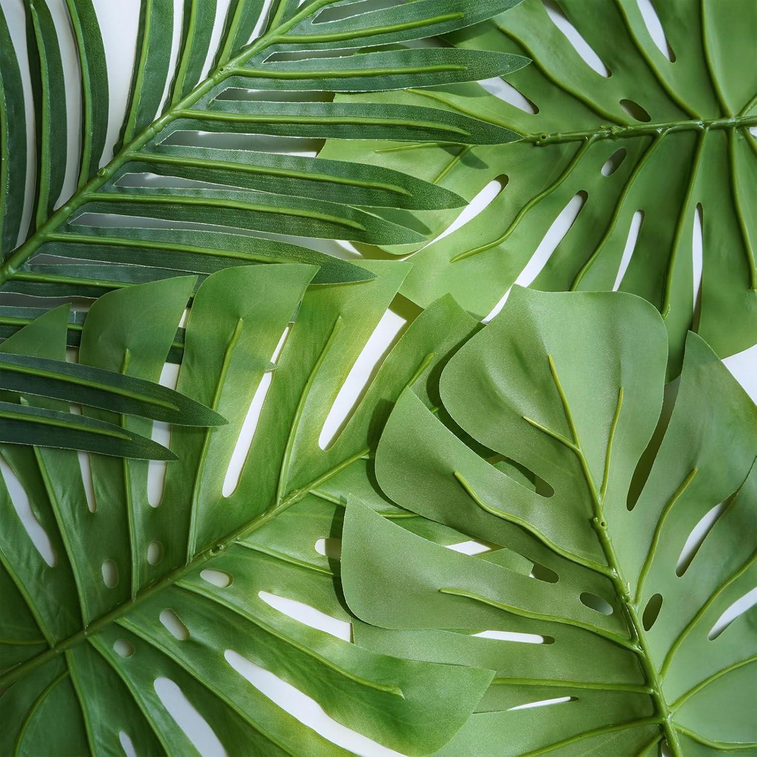 image:imageWinlyn 13 Pcs Assorted Artificial Tropical Leaves Set Decorative Real Touch Faux Monstera and Palm Leaves with Stems for Luau Hawaiian Safari Beach Jungle Tiki Theme Party Summer Wedding Home Dcor