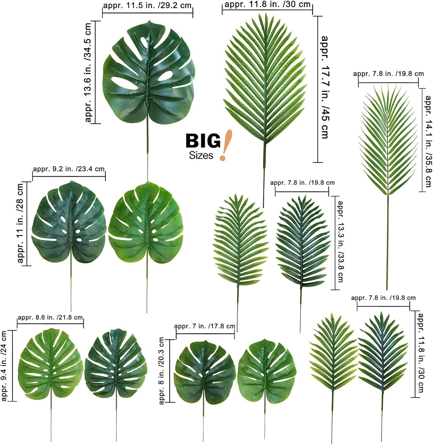 image:imageWinlyn 13 Pcs Assorted Artificial Tropical Leaves Set Decorative Real Touch Faux Monstera and Palm Leaves with Stems for Luau Hawaiian Safari Beach Jungle Tiki Theme Party Summer Wedding Home Dcor