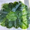 Winlyn 13 Pcs Assorted Artificial Tropical Leaves Set Decorative Real Touch Faux Monstera and Palm Leaves with Stems for Luau Hawaiian Safari Beach Jungle Tiki Theme Party Summer Wedding Home Décor