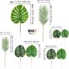 Winlyn 27 Pcs Assorted Faux Tropical Leaf Stems Set Decorative Real Touch Artificial Monstera and Palm Leaves Greenery for Jungle Hawaiian Luau Safari Beach Tiki Theme Party Summer Wedding Home Décor