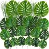 Winlyn 27 Pcs Assorted Faux Tropical Leaf Stems Set Decorative Real Touch Artificial Monstera and Palm Leaves Greenery for Jungle Hawaiian Luau Safari Beach Tiki Theme Party Summer Wedding Home Décor
