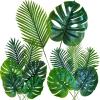 Winlyn 13 Pcs Assorted Artificial Tropical Leaves Set Decorative Real Touch Faux Monstera and Palm Leaves with Stems for Luau Hawaiian Safari Beach Jungle Tiki Theme Party Summer Wedding Home Décor