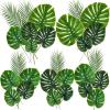 Winlyn 27 Pcs Assorted Faux Tropical Leaf Stems Set Decorative Real Touch Artificial Monstera and Palm Leaves Greenery for Jungle Hawaiian Luau Safari Beach Tiki Theme Party Summer Wedding Home Décor