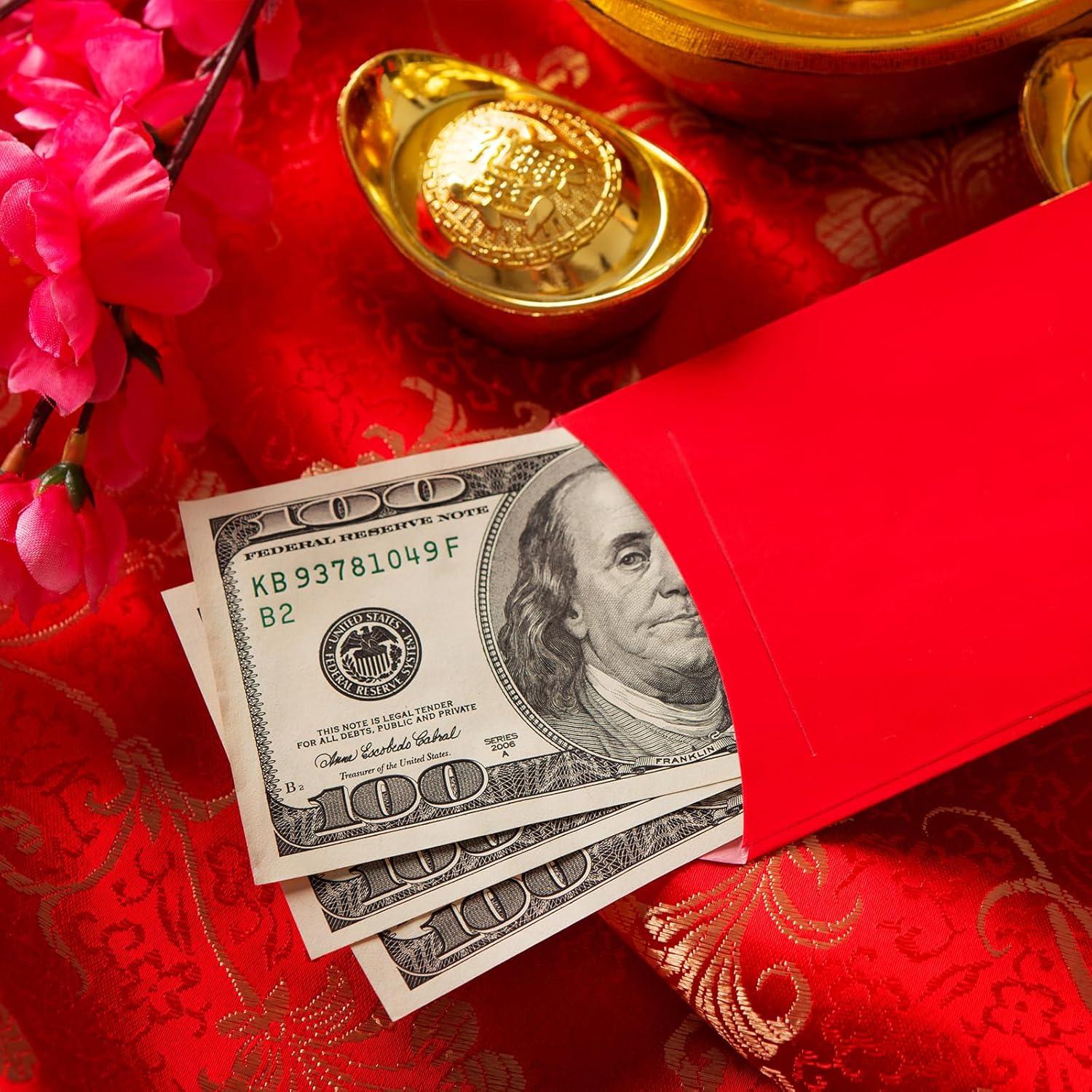 image:imageSupla 120 Pcs 6 Design Chinese Hong Bao Red Envelopes Lucky Money Envelopes Red Packet Lai See Lucky Packet Cash Envelope Red Pockets for Chinese New Year Wedding Birthday Year of The Dragon 2024