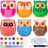 Winlyn 6 Sets DIY Ceramic Owl Succulent Pots Paint Craft Kit, Unpainted Ceramic Bisque Owl Flowerpots with Drainage Hole, Ready to Paint for Kids Classroom Craft Project Activity