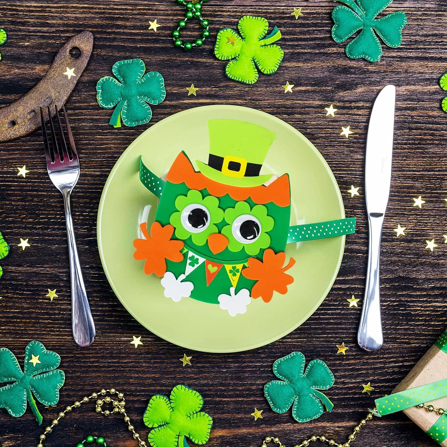 image:image24 Sets St Patricks Day Decorations Owl Shamrock Ornaments DIY St Pats Craft Kits Assorted Owl FourLeaf Clover Irish Lucky Shamrock Foam Stickers for Kids Classroom Home Activity Gift Art Project