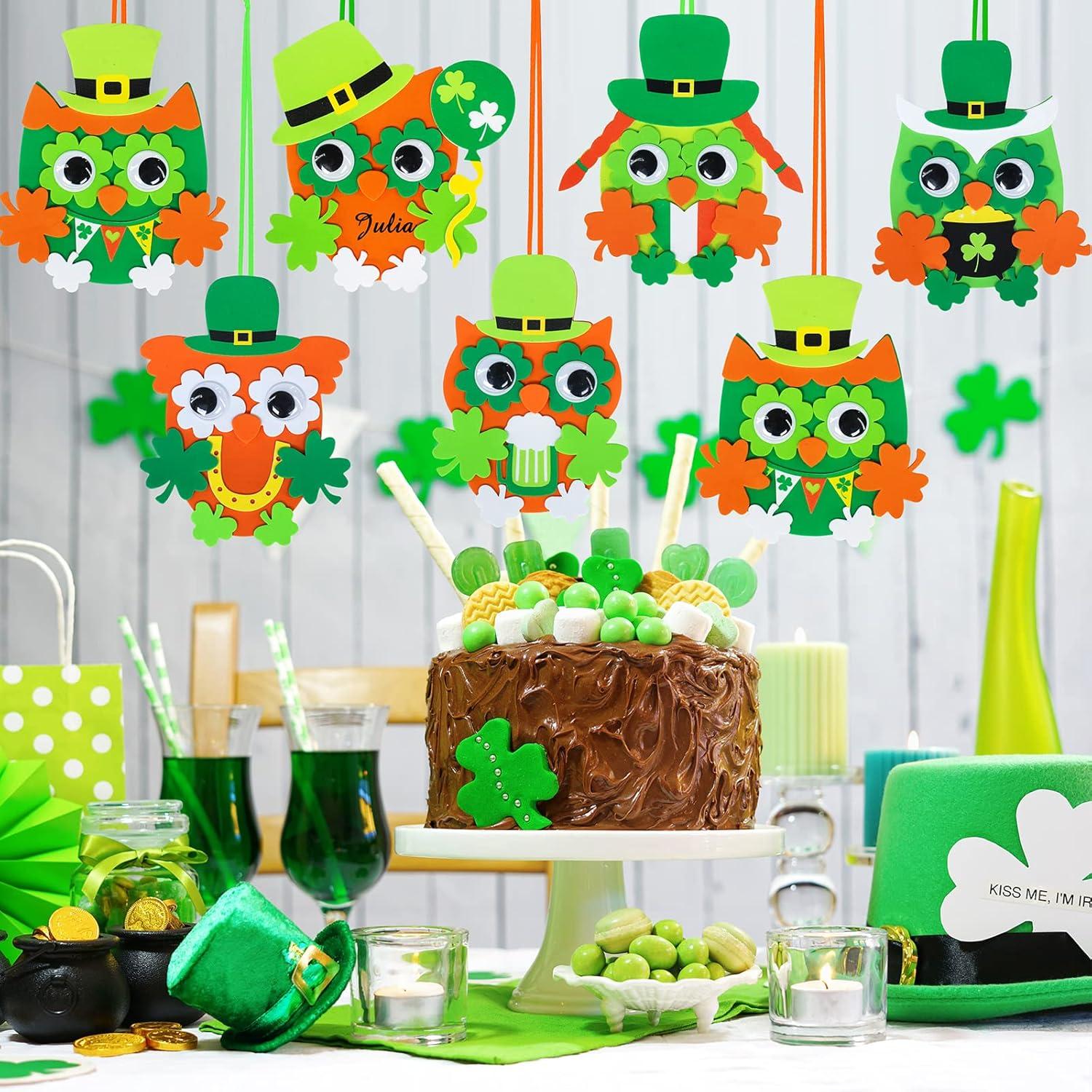 image:image24 Sets St Patricks Day Decorations Owl Shamrock Ornaments DIY St Pats Craft Kits Assorted Owl FourLeaf Clover Irish Lucky Shamrock Foam Stickers for Kids Classroom Home Activity Gift Art Project