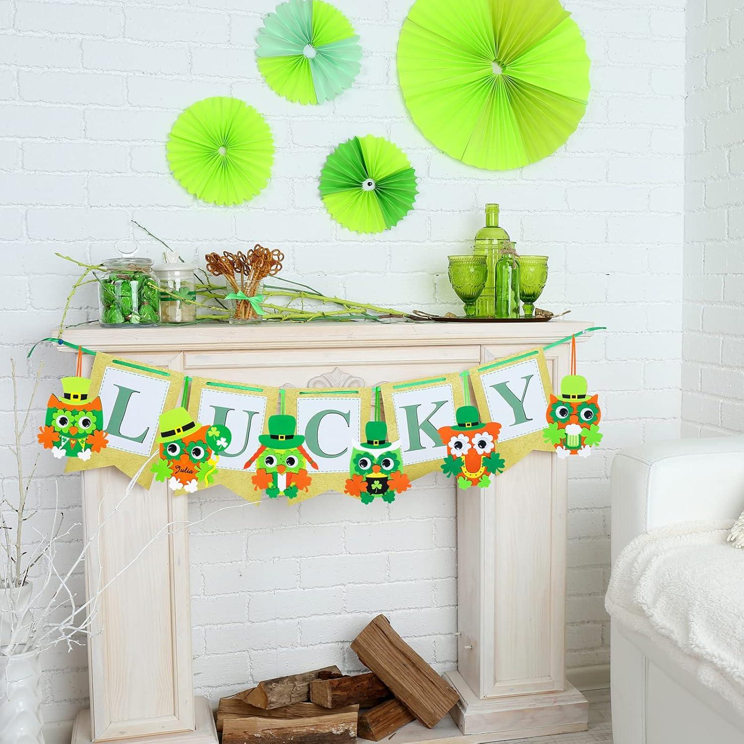 image:image24 Sets St Patricks Day Decorations Owl Shamrock Ornaments DIY St Pats Craft Kits Assorted Owl FourLeaf Clover Irish Lucky Shamrock Foam Stickers for Kids Classroom Home Activity Gift Art Project