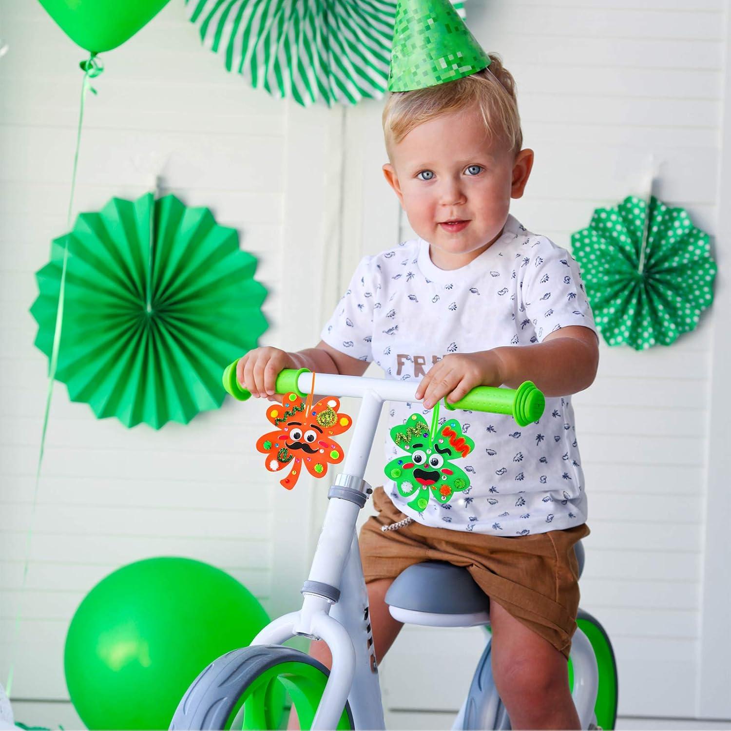 image:image36 Sets St Patricks Day Irish Lucky Shamrock Ornaments Decorations DIY St Patricks Day Craft Kits Foam Shamrock FourLeaf Clover Shaped Ornaments for Kids Classroom Activity Luck Gift Art Project