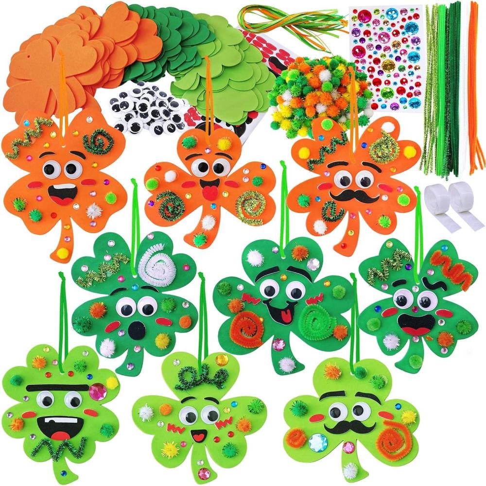 image:image36 Sets St Patricks Day Irish Lucky Shamrock Ornaments Decorations DIY St Patricks Day Craft Kits Foam Shamrock FourLeaf Clover Shaped Ornaments for Kids Classroom Activity Luck Gift Art Project