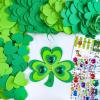 Winlyn 24 Sets St. Patrick’s Day Shamrock Ornaments Decorations DIY St. Pat’s Craft Kits Assorted Foam Lucky Shamrock Four-Leaf Clover Stickers for Kids Classroom Activities Party Favors Art Project