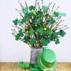 Winlyn 6 Pcs St. Patrick’s Day Shamrock Picks Artificial Green Clover and Berry Stems Lucky Shamrock Decorative Stems 16.5″ for St. Patrick’s Day Party Home Floral Arrangement Wreath Centerpiece