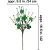 Winlyn 6 Pcs St. Patrick’s Day Shamrock Picks Artificial Green Clover and Berry Stems Lucky Shamrock Decorative Stems 16.5″ for St. Patrick’s Day Party Home Floral Arrangement Wreath Centerpiece