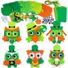 24 Sets St. Patrick’s Day Decorations Owl Shamrock Ornaments DIY St. Pat’s Craft Kits Assorted Owl Four-Leaf Clover Irish Lucky Shamrock Foam Stickers for Kids Classroom Home Activity Gift Art Project