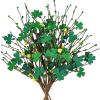 Winlyn 6 Pcs St. Patrick’s Day Shamrock Picks Artificial Green Clover and Berry Stems Lucky Shamrock Decorative Stems 16.5″ for St. Patrick’s Day Party Home Floral Arrangement Wreath Centerpiece