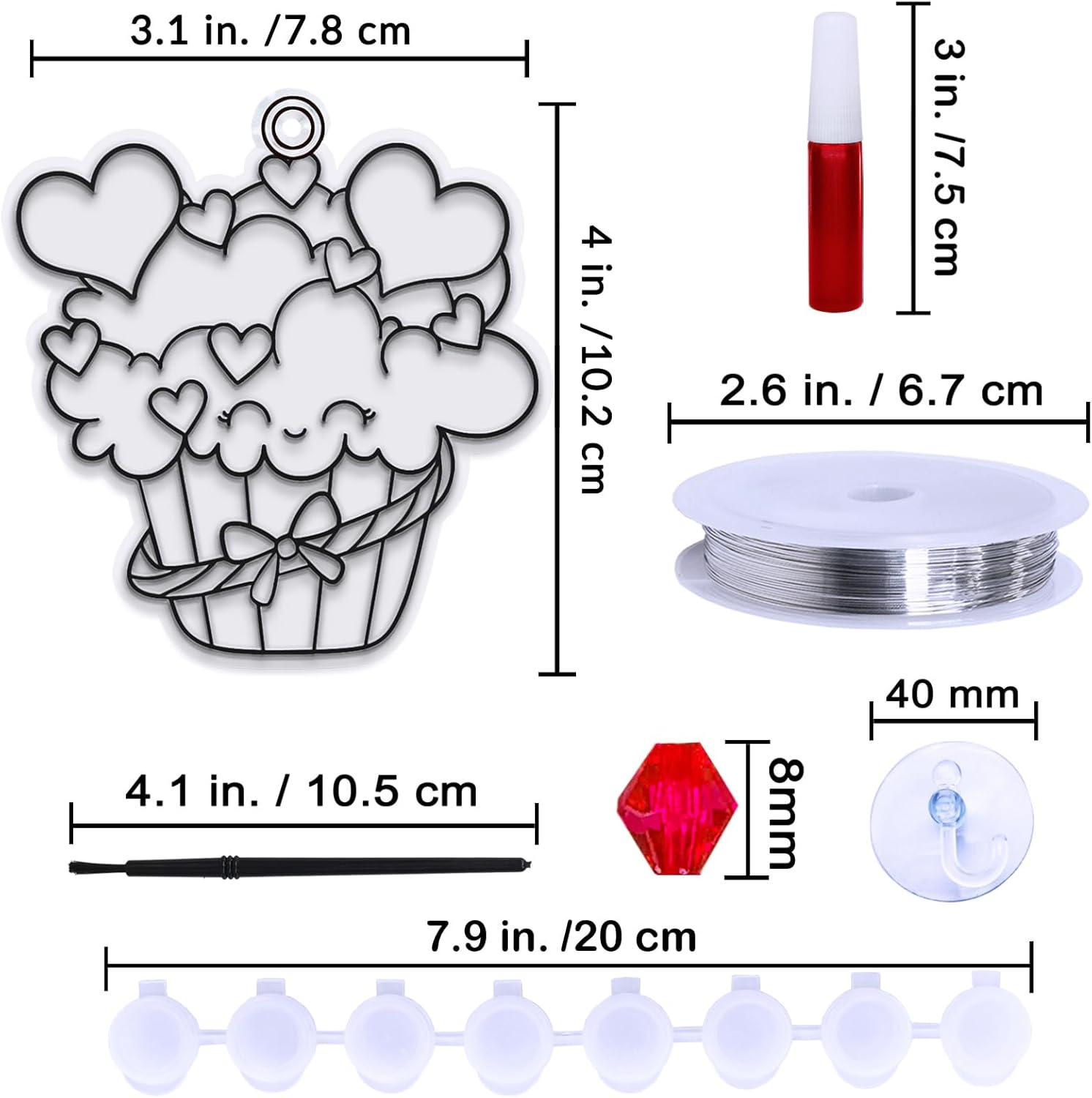 image:imageWinlyn 24 Sets Valentines Day Suncatchers Ornaments Decorations DIY Window Paint Art Stickers Craft Kit Heart Treats Sun Catchers for Kids Valentines Day Party Classroom Activities Gift Exchange