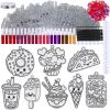 Winlyn 24 Sets Valentine’s Day Suncatchers Ornaments Decorations DIY Window Paint Art Stickers Craft Kit Heart Treats Sun Catchers for Kids Valentine’s Day Party Classroom Activities Gift Exchange