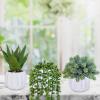 Winlyn 3 Pcs Small Artificial Succulent Plants in Pots Faux Aloe Hops String of Pearls with White Geometric Planters Pots for Desk Table Centerpiece Shelf Windowsill Office Home Indoor Outdoor Decor