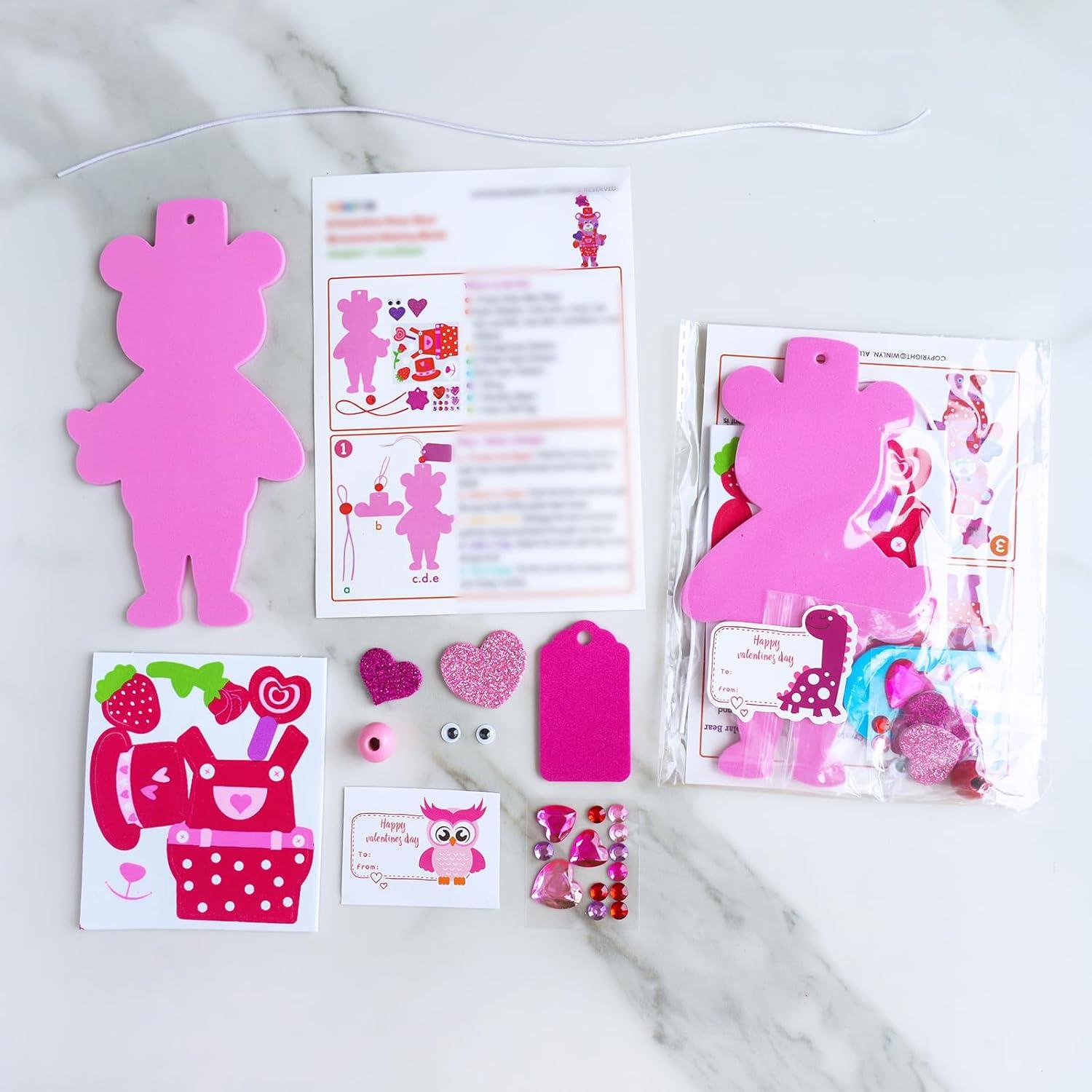 image:imageWinlyn 24 Sets Valentines Day Polar Bear Ornaments Decorations DIY Valentine Craft Kits Assorted Polar Bear Shaped with Heart Valentine Stickers for Kids Valentine Classroom Activities Gift Exchange