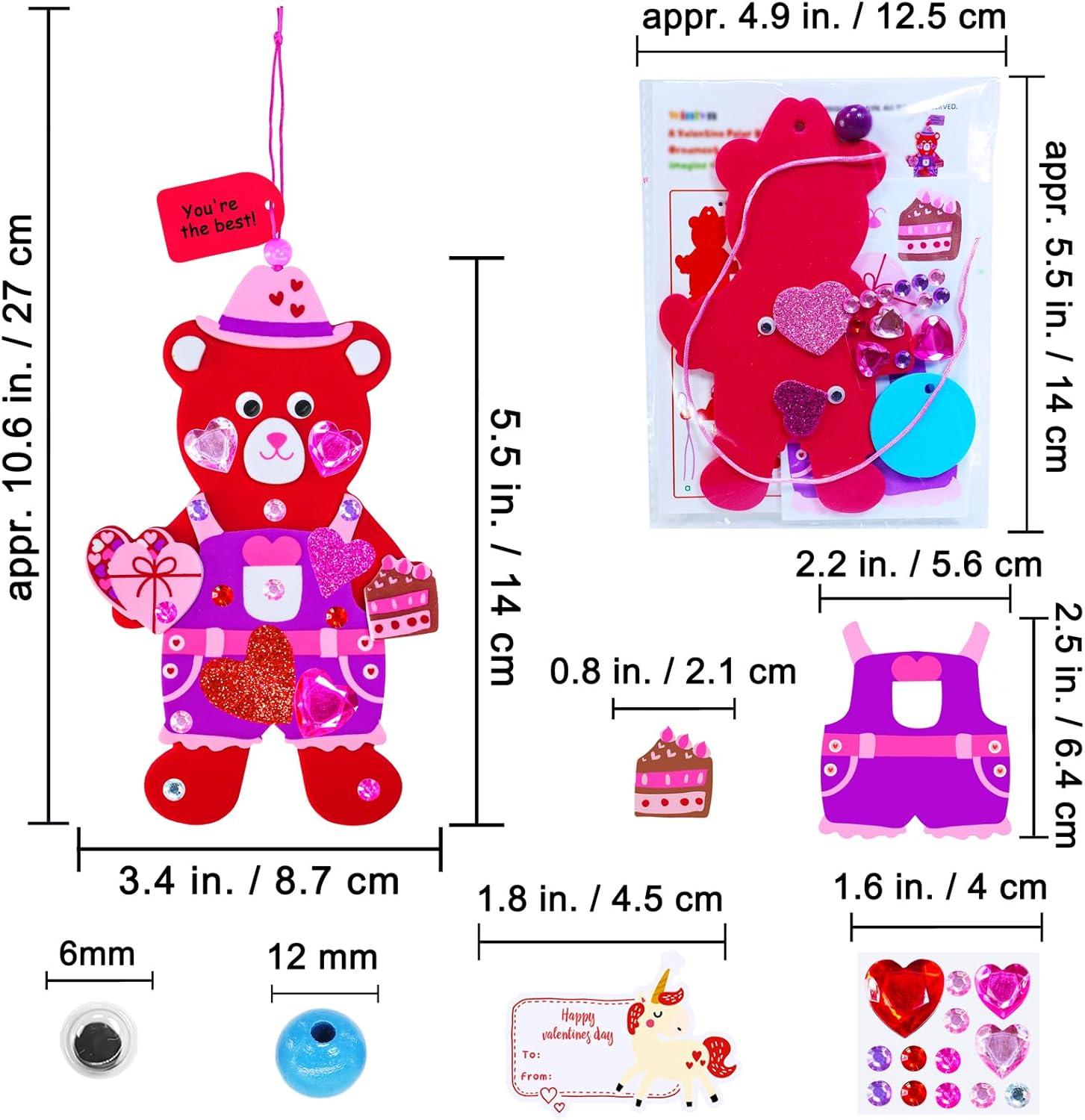 image:imageWinlyn 24 Sets Valentines Day Polar Bear Ornaments Decorations DIY Valentine Craft Kits Assorted Polar Bear Shaped with Heart Valentine Stickers for Kids Valentine Classroom Activities Gift Exchange