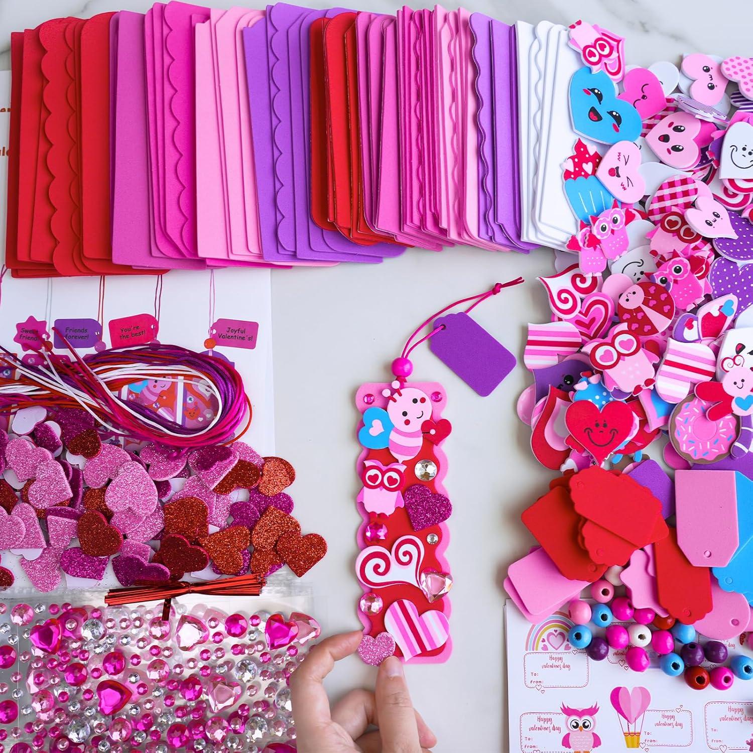 image:imageWinlyn 36 Sets Valentines Day Decorations DIY Heart Bookmarks Valentine Craft Kits Blank Foam Bookmarks with Valentine Foam Stickers for Kids Classroom Activities Reading Party Favors Gift Exchange