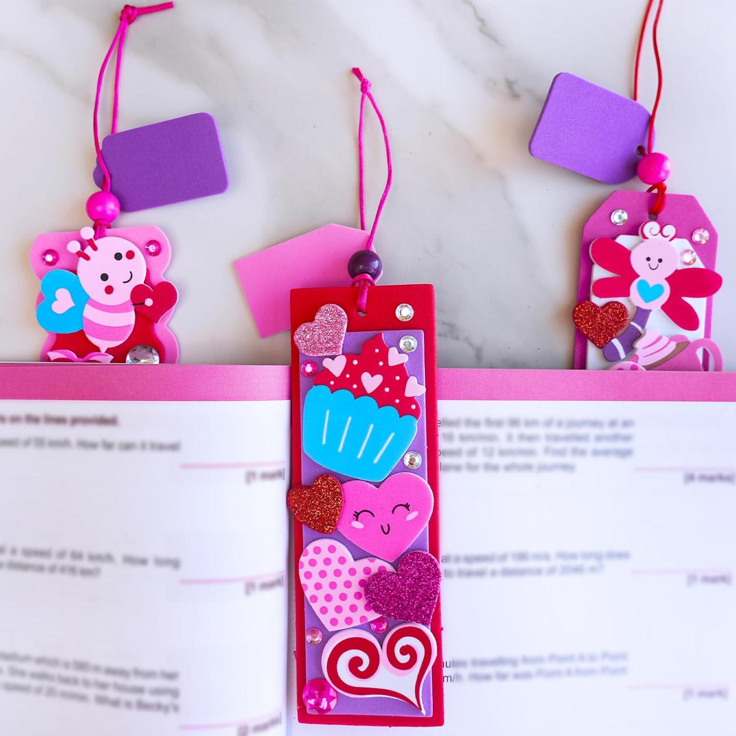 image:imageWinlyn 36 Sets Valentines Day Decorations DIY Heart Bookmarks Valentine Craft Kits Blank Foam Bookmarks with Valentine Foam Stickers for Kids Classroom Activities Reading Party Favors Gift Exchange