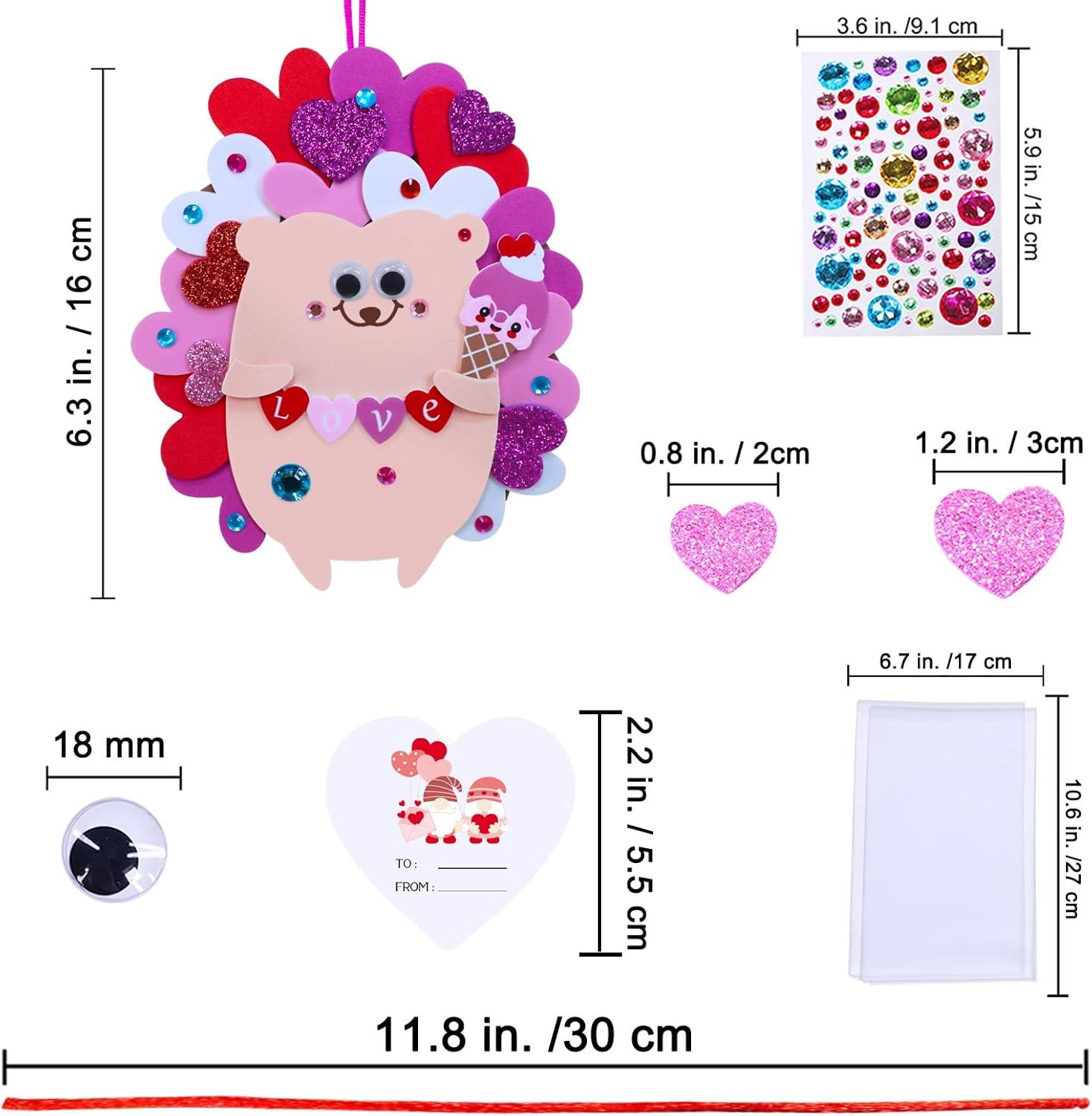 image:imageWinlyn 24 Set Heart Hedgehog Ornaments amp Crafts Kit Valentines Day Party amp Classroom Activities Gift