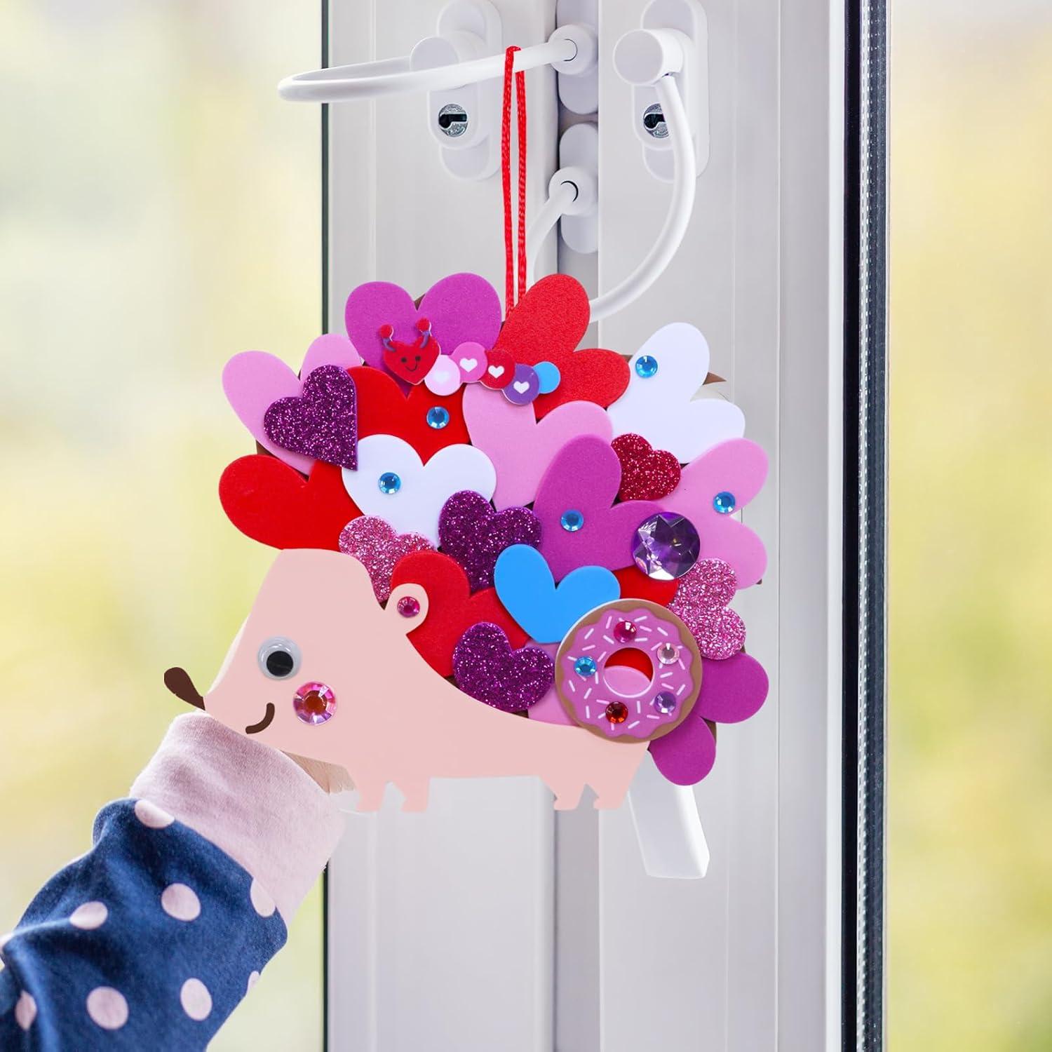 image:imageWinlyn 24 Set Heart Hedgehog Ornaments amp Crafts Kit Valentines Day Party amp Classroom Activities Gift