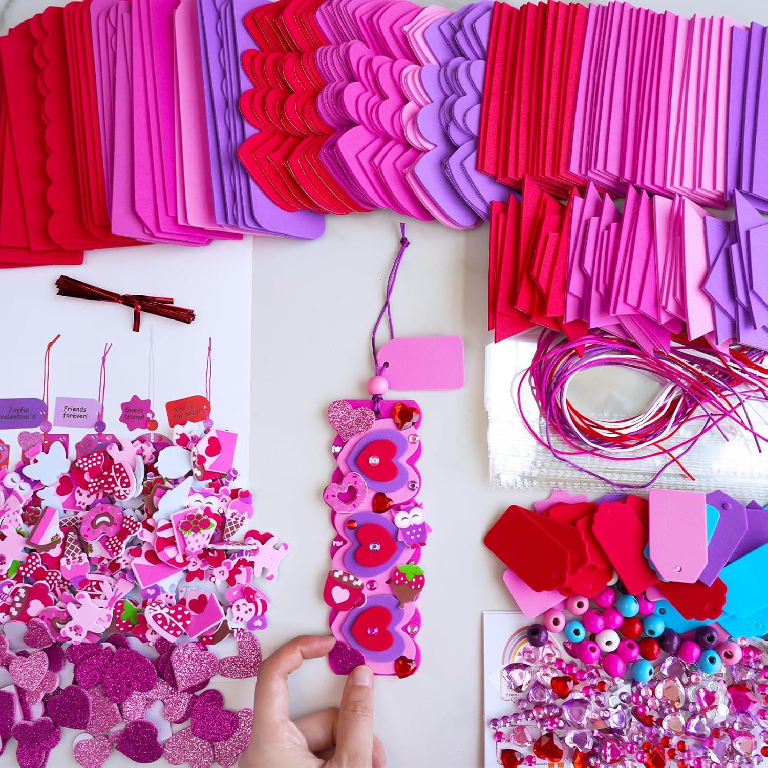 image:imageWinlyn 36 Sets Valentines Day Decorations DIY 3D Heart Bookmarks Valentine Craft Kits Blank Foam Bookmarks with Hearts Foam Stickers for Kids Classroom Activities Reading Party Favors Gift Exchange