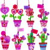 Winlyn 24 Sets Potted Heart Flower Craft Kits DIY Valentine’s Day Ornaments Decorations Heart Foam Stickers Arts and Crafts for Kids Spring Birthday Classroom Activities Party Favors Gift Exchange