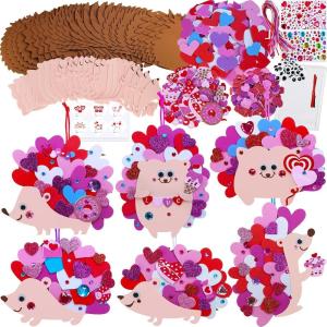 Winlyn 24 Set Heart Hedgehog Ornaments & Crafts Kit – Valentine’s Day Party & Classroom Activities Gift