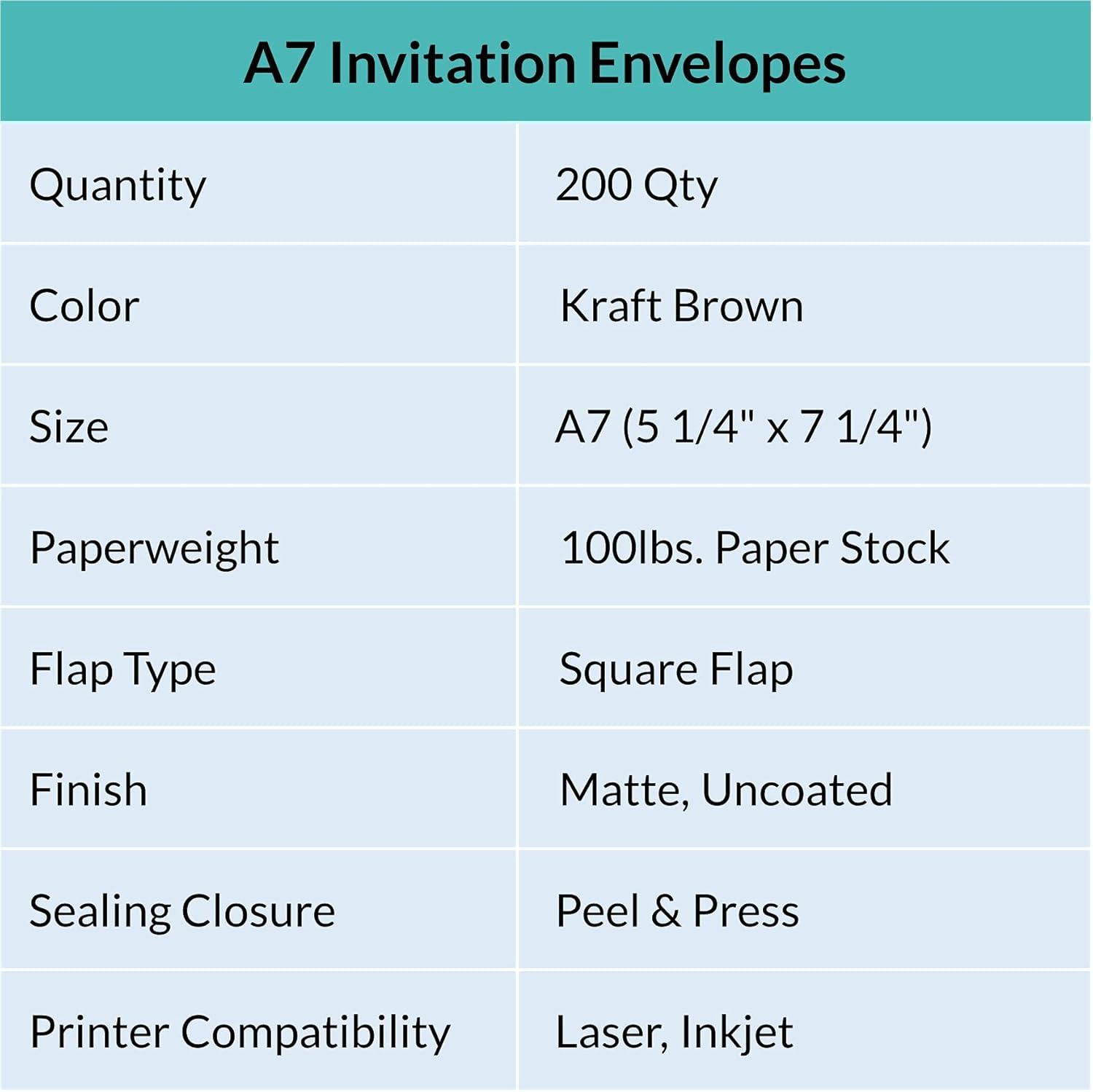image:imageSupla 150 Pcs A7 Invitation Envelopes in Brown Kraft Peel amp Seal Self Seal 5 14 x 7 14 Envelopes 100lbs Paper Stock for Weddings Shower Invitations Mailings Announcements 5 x 7 Greeting Cards