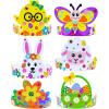 Winlyn 24 Sets Easter Craft Kits Spring Crafts DIY Easter Headbands Craft Kits Bunny Chick Lamb Butterfly Flower Basket Foam Stickers Spring Arts and Crafts for Kids Classroom Activities Party Favors