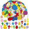 536 Pcs Bulk Easter Foam Stickers Assortment Glitter Easter Egg Cross Bunny Chick Lamb Tulip Flower Foam Shapes Cutouts for Kids Easter Craft Card Making Scrapbooking Embellishments Basket Decoration
