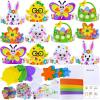 Winlyn 24 Sets Easter Craft Kits Spring Crafts DIY Easter Headbands Craft Kits Bunny Chick Lamb Butterfly Flower Basket Foam Stickers Spring Arts and Crafts for Kids Classroom Activities Party Favors