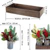 Set of 3 Small Christmas Floral Arrangement Assorted Holly Red Berry Pine Cone Picks Artificial Christmas Picks in Rustic Galvanized Pots with Wood Box for Farmhouse Christmas Centerpiece Table Decor