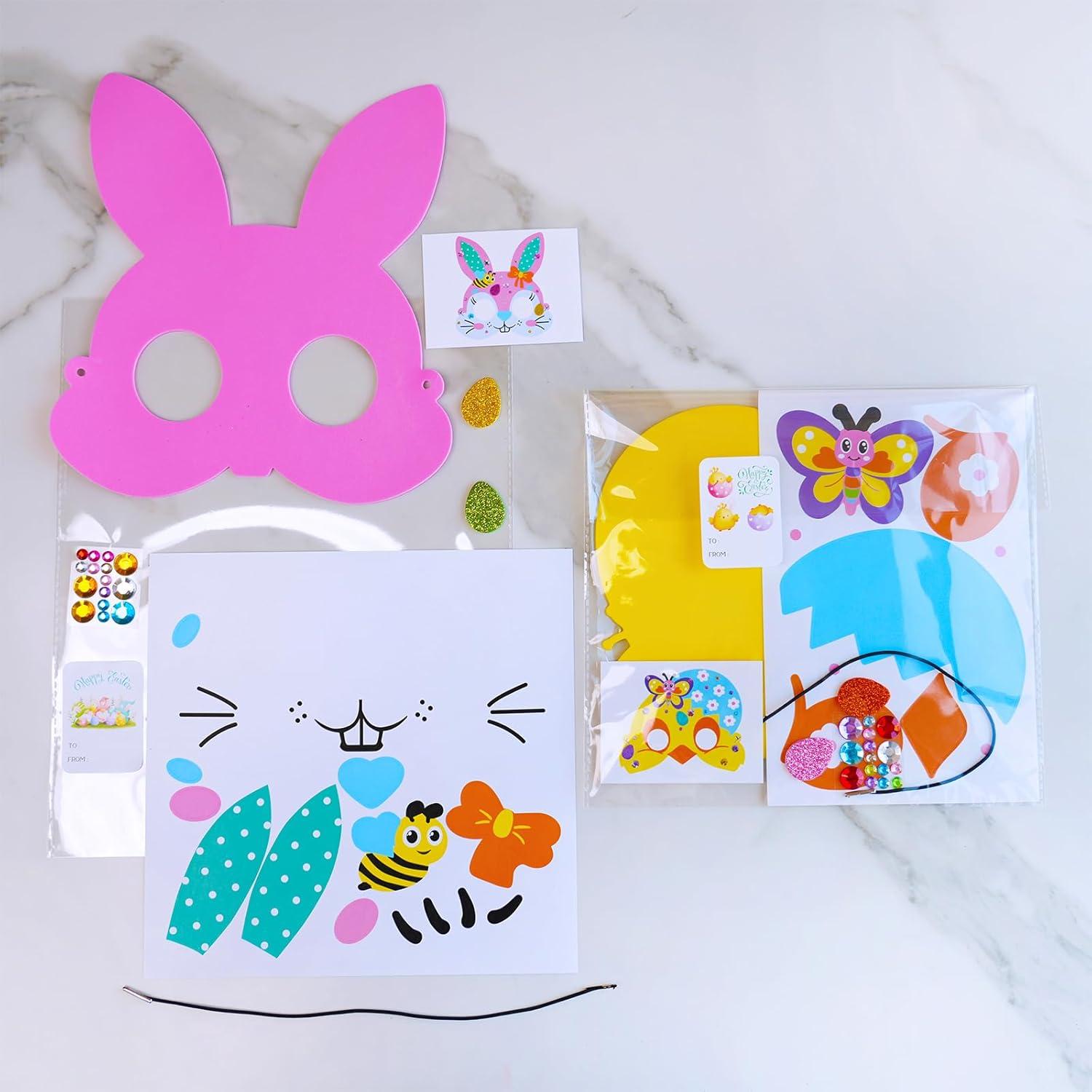 image:imageWinlyn 24 Sets Spring Masks Craft Kits DIY Foam Easter Kids Party Mask Art Sets Bee Frog Owl Bunny Chick Lamb Butterfly Face Mask Stickers for Kids Spring Classroom Activities Party Favors Art Project