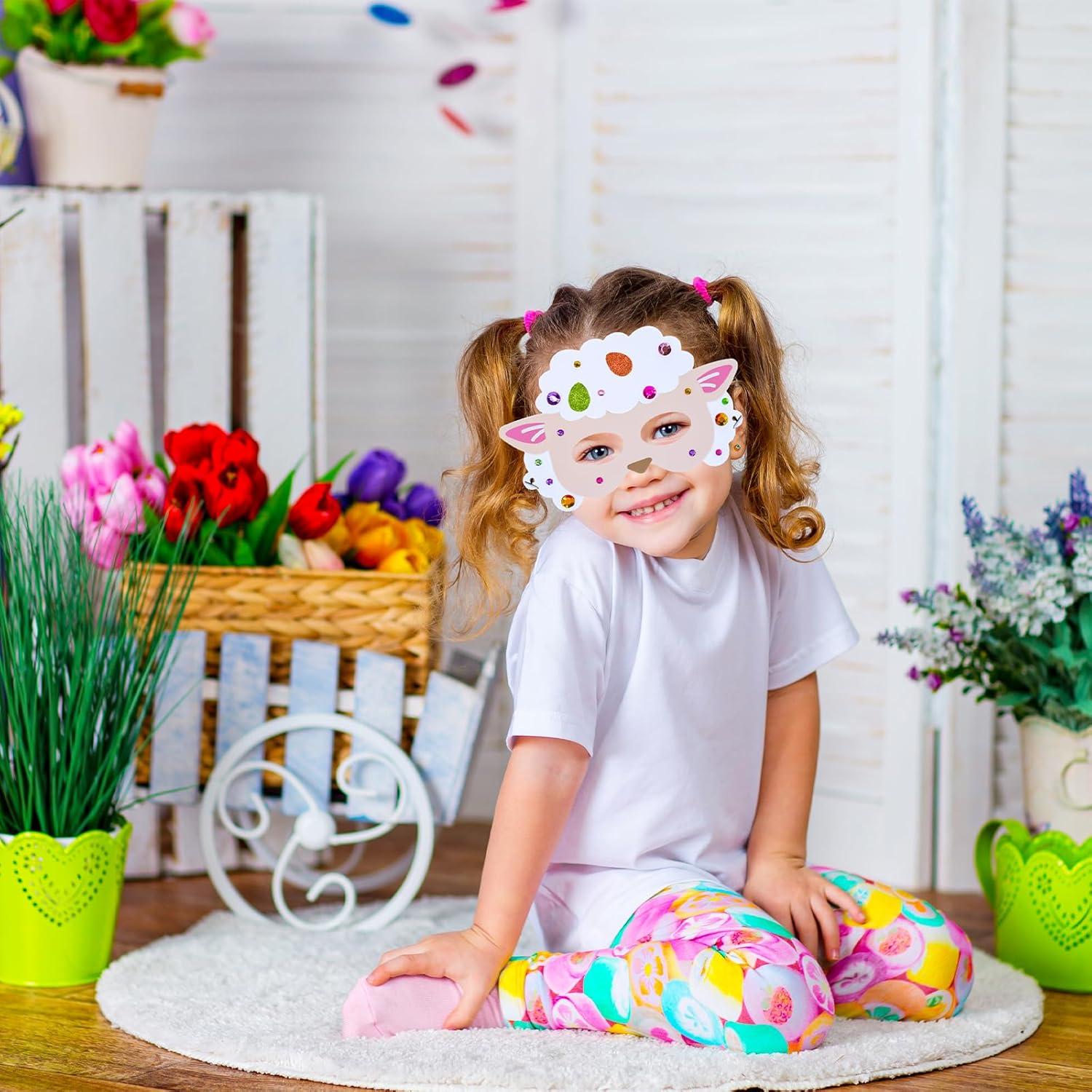 image:imageWinlyn 24 Sets Spring Masks Craft Kits DIY Foam Easter Kids Party Mask Art Sets Bee Frog Owl Bunny Chick Lamb Butterfly Face Mask Stickers for Kids Spring Classroom Activities Party Favors Art Project
