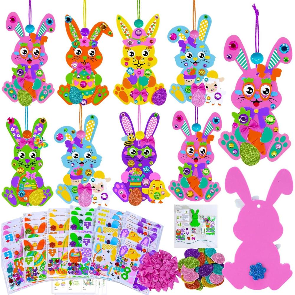 image:imageWinlyn 24 Sets Easter Bunny Crafts Kits DIY Bunny Ornaments Decorations Assorted Rabbit Foam Stickers Arts and Crafts for Kids Spring Home Classroom Activities Party Favors Art Project